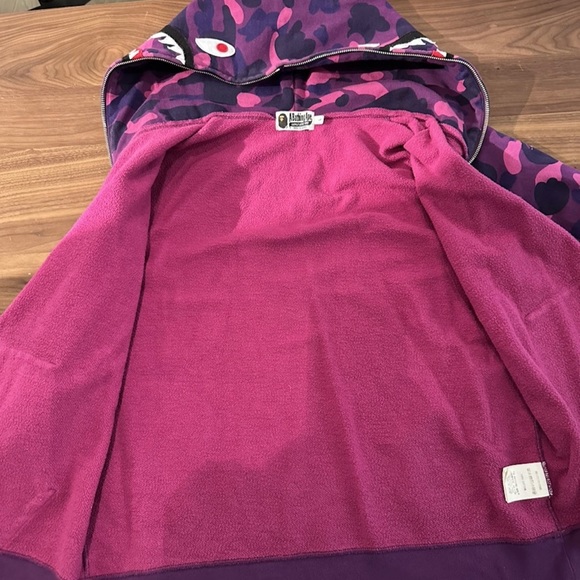 Bape Purple Camo WGM Shark Hoodie - Picture 6 of 7